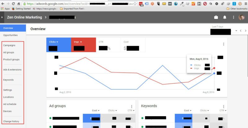 nova interface de usuário do google adwords