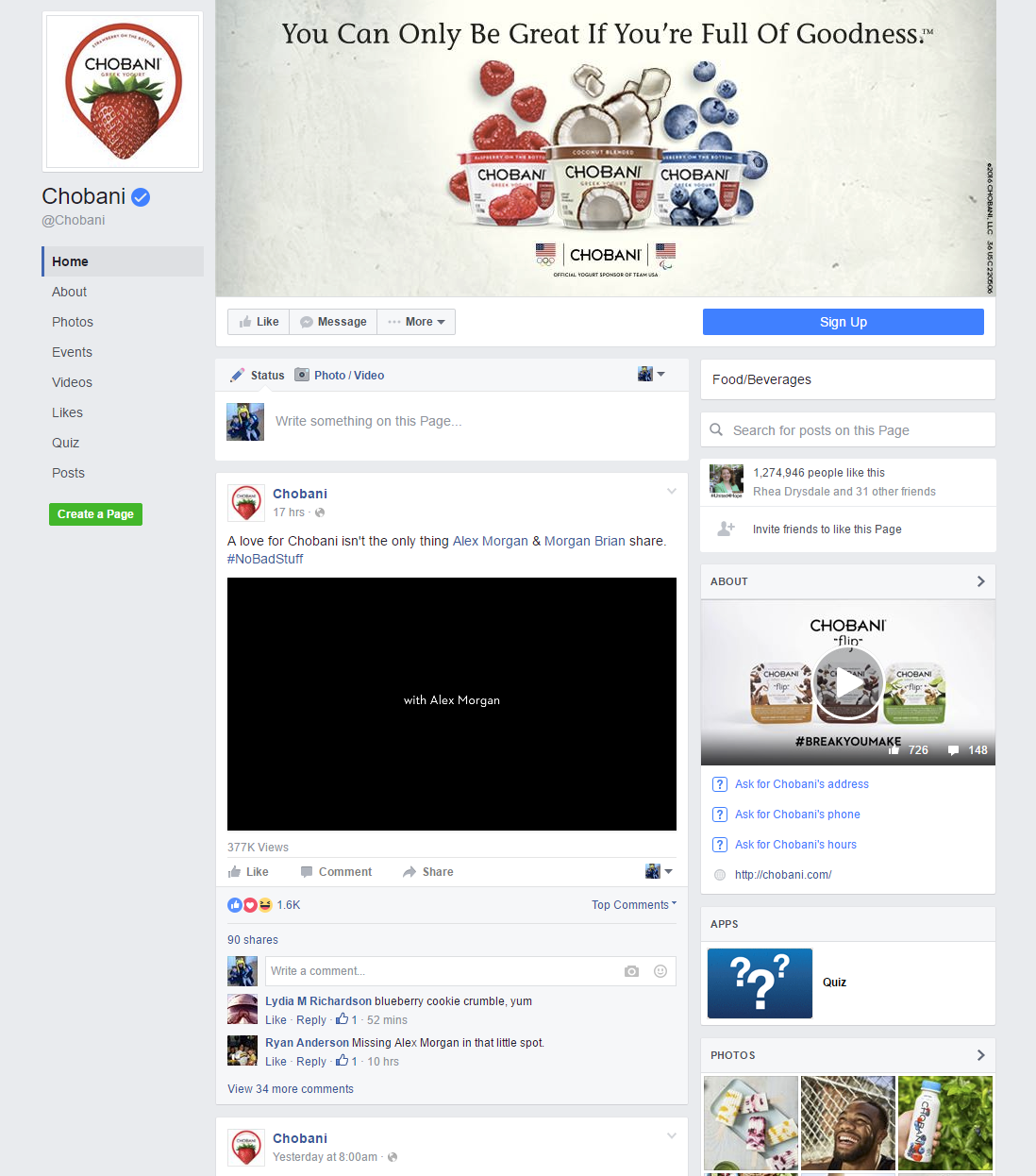 novo layout da página no facebook